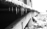 Icicles on loading dock of old Cuneo factory in Chicago. Amazing place that is long gone.